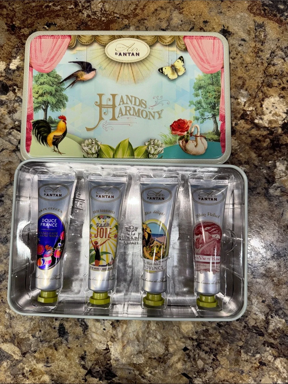 D'Antan Hands & Harmony Hand Cream Tin Set — Silver Tubes with Color Labels